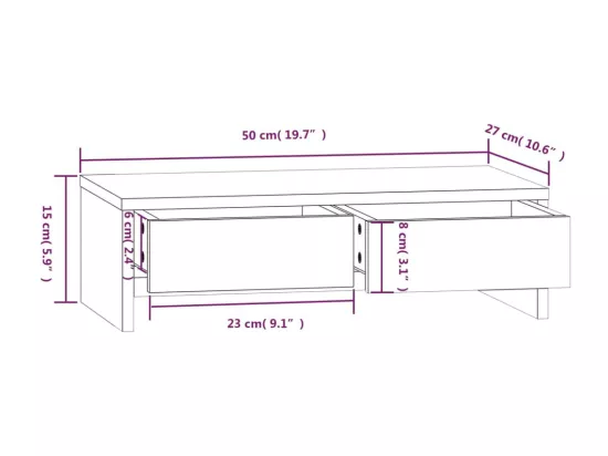 Support de moniteur Blanc 50x27x15 cm Bois de pin solide