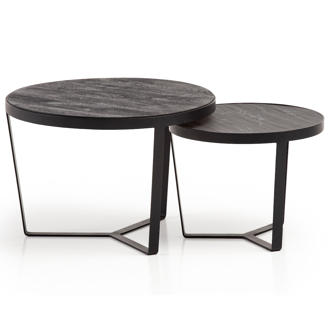 CASAVANTI Couchtisch 2er Set Akazie Massivholz / Steinoptik schwarz/braunCASAVANTI Couchtisch 2er Set Akazie Massivholz / Steinoptik schwarz