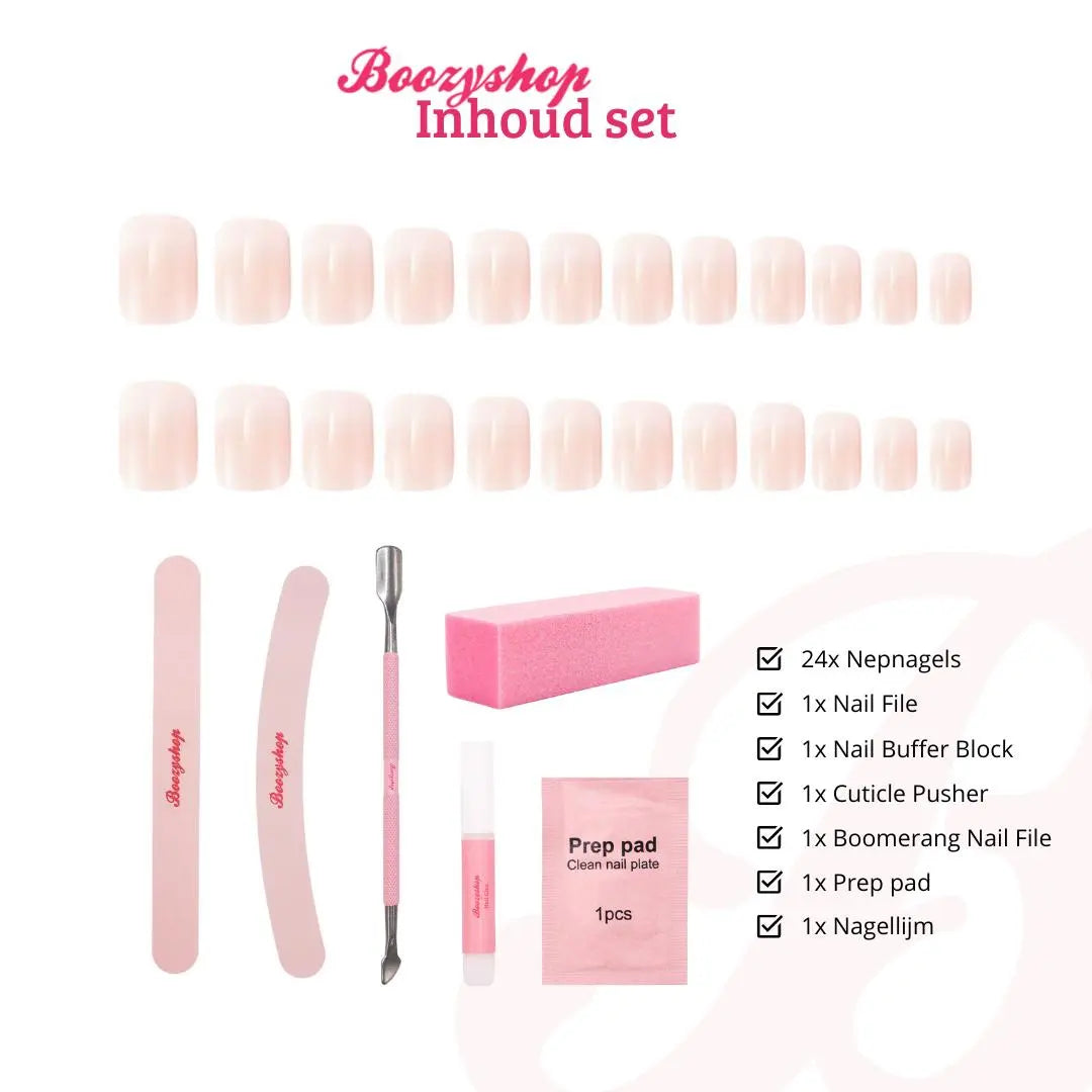 Complete Press On French Nails Set Ombre Soft Pink