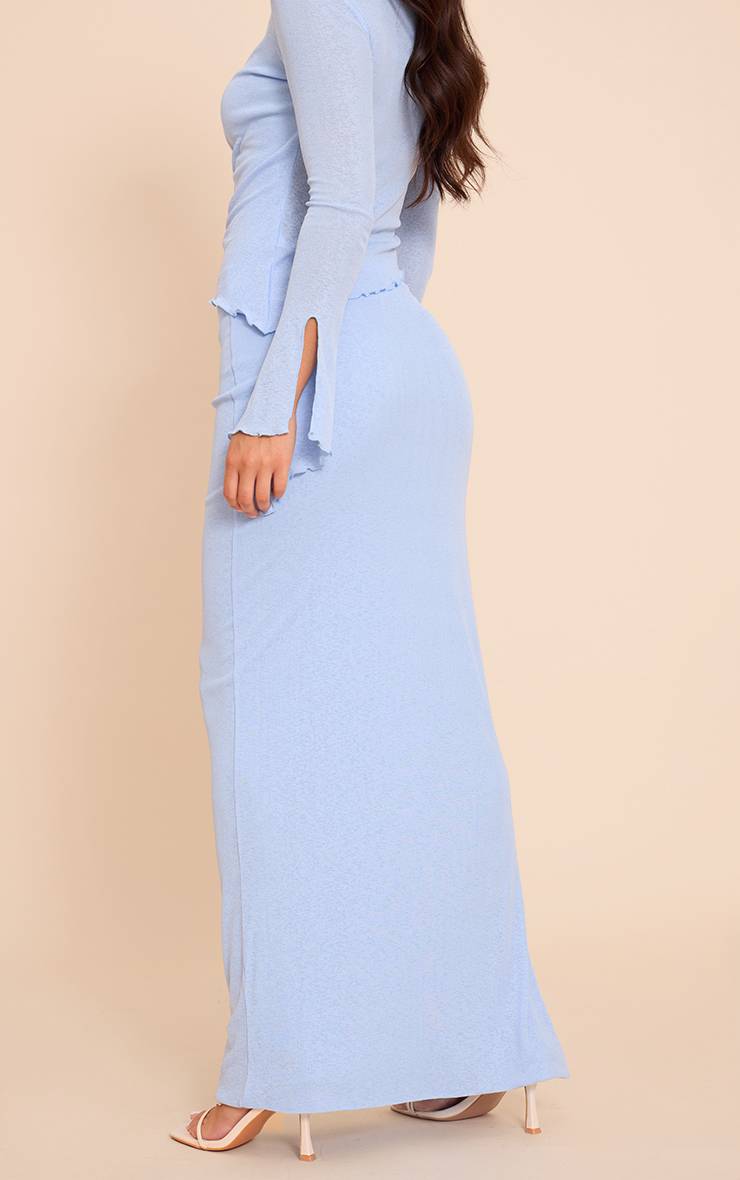 Bleu Clair Jupe Longue En Mesh Dévoré Burnout