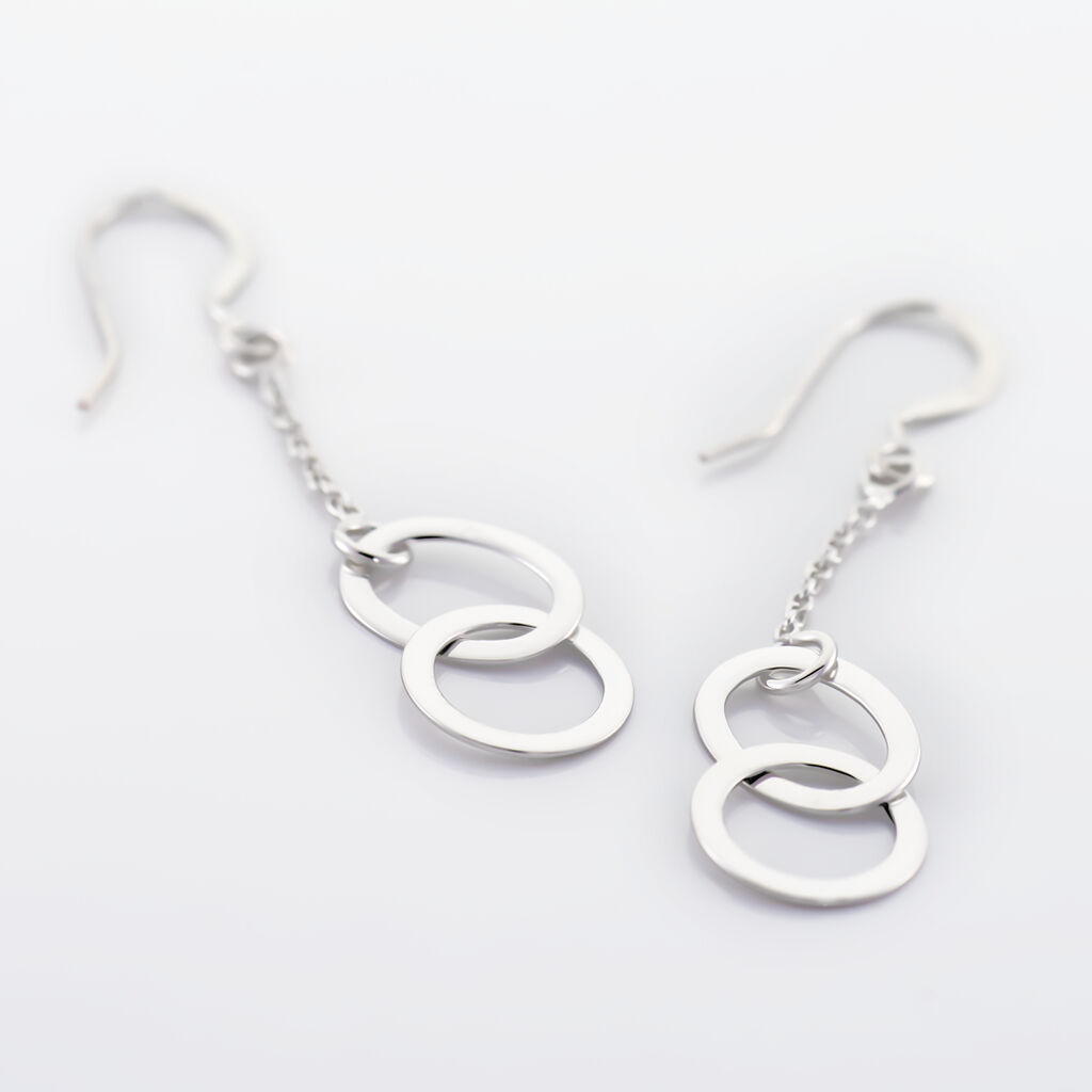 Boucles D'oreilles Pendantes Toi Et Moi Argent Blanc