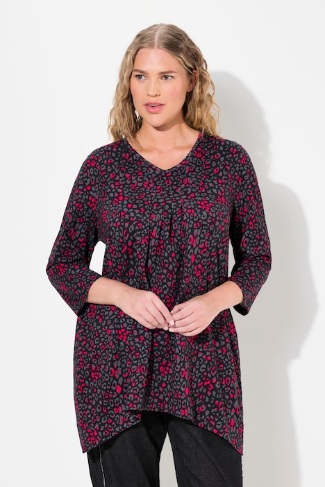 Shirt, Leo-Sterne, A-Linie, V-Ausschnitt, 3/4-Arm