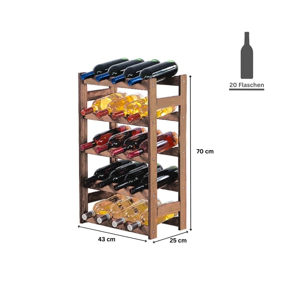 PROREGAL Wijnrek Pinot Vine HxBxD 70 x 43 x 25 cm 20 Flessen Massief grenenhout Bruin Geolied
