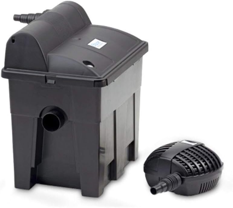 OASE 50449 Durchlauffilter BioSmart Set 7000 geeignet für Teiche bis 7 m³, Filtersystem, Filterkomplettset inkl Filtermaterial, Teichpumpe und UVC Klärer