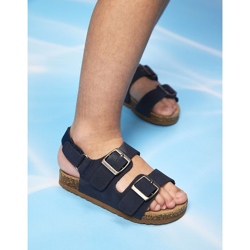 Sandales à double boucles avec lanière à scratch pour garçon - Bleu marine