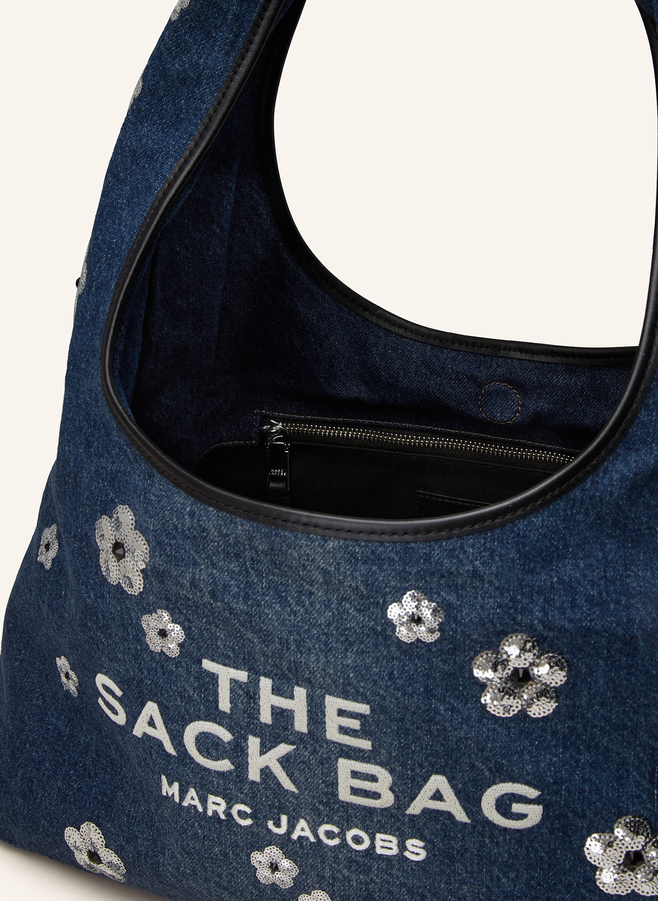 MARC JACOBS Handtasche THE SEQUIN DAISY DENIM SACK BAG mit Pailletten