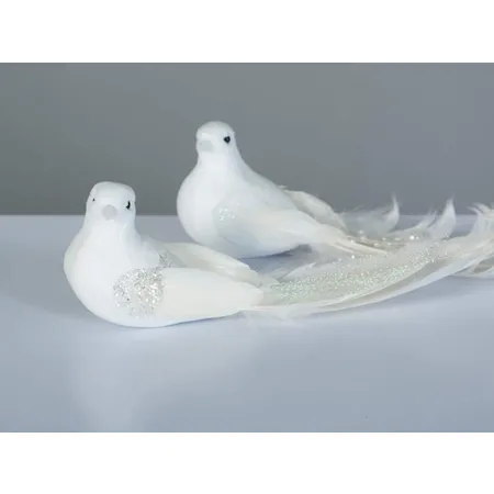 Amsinck & Sell Taube mit Gänsefedern und Perlen, weiß, 20cm
