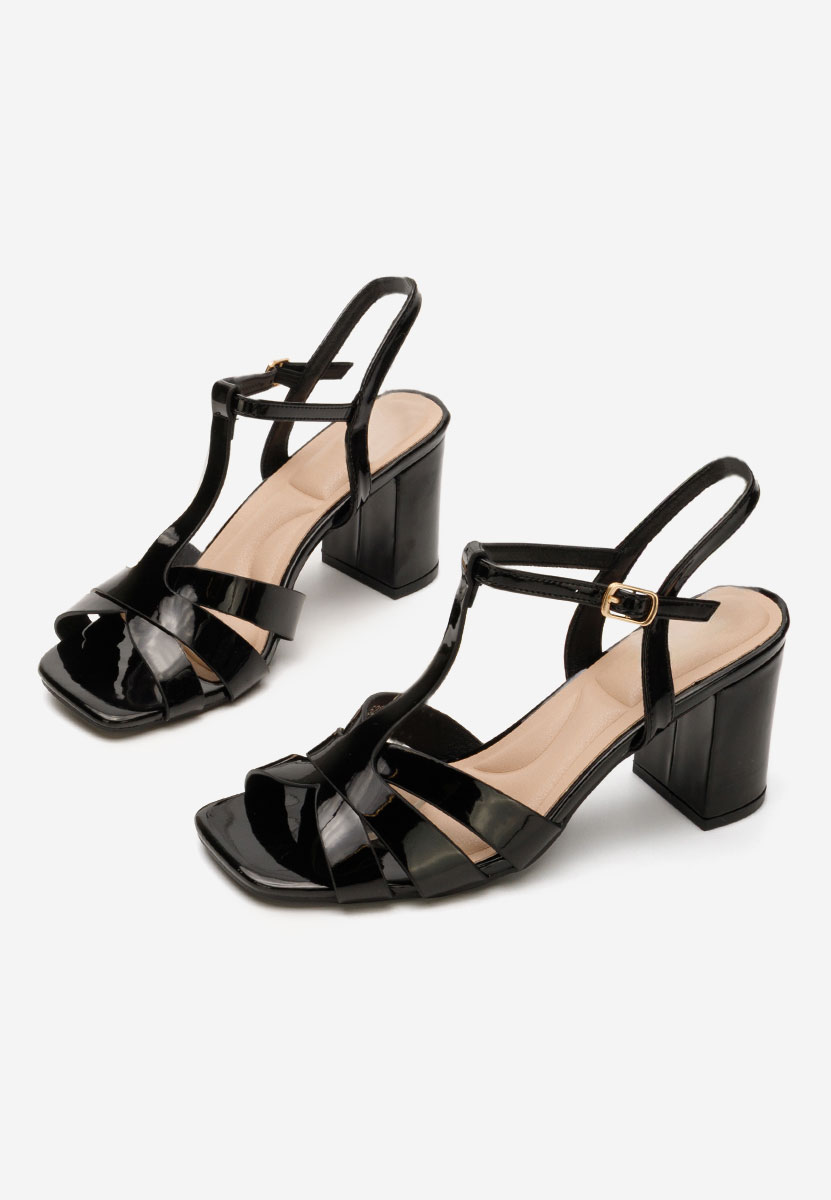 Sandales à talon épais noires Tamatha
