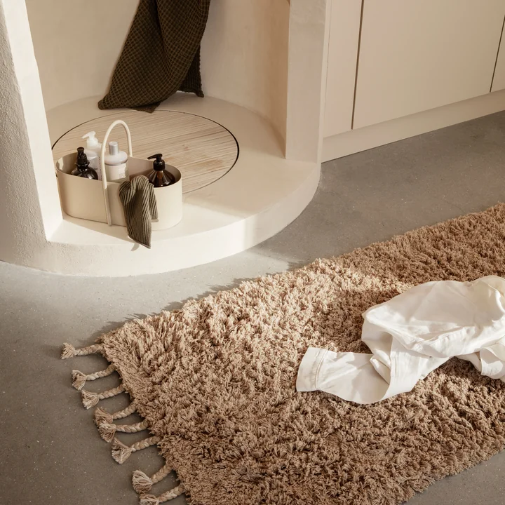 Ferm Living - Amass Hochflor Läufer, 50 x 70 cm, white pepper