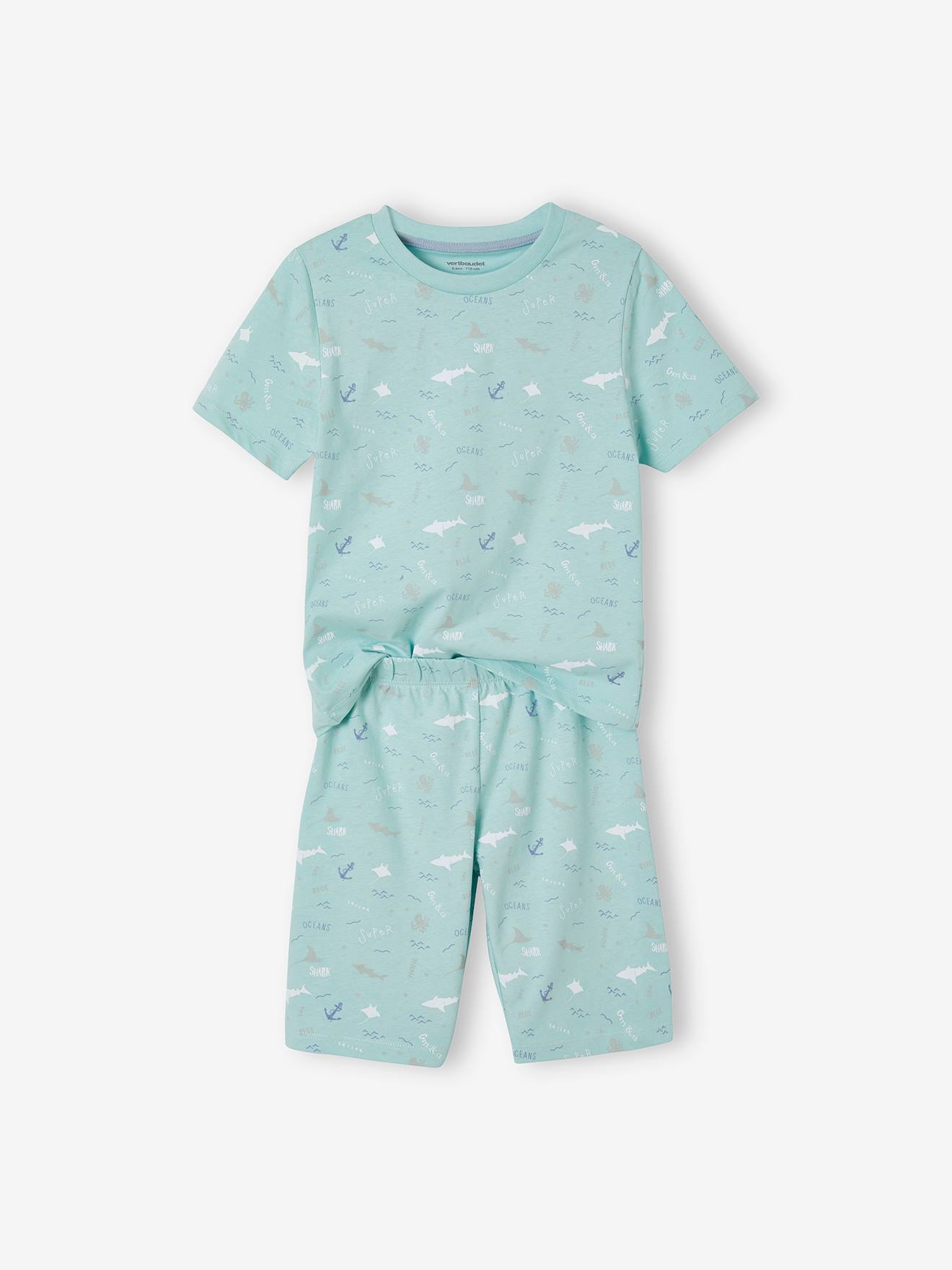 Conjunto de pijama Oeko-Tex® Ocean + pijama com shorts, para meninos, azul escuro liso