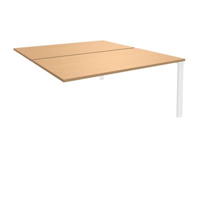 Bureau Bench IRIS - L180 cm - Plan suivant - Pieds blanc - plateau imitation Hêtre