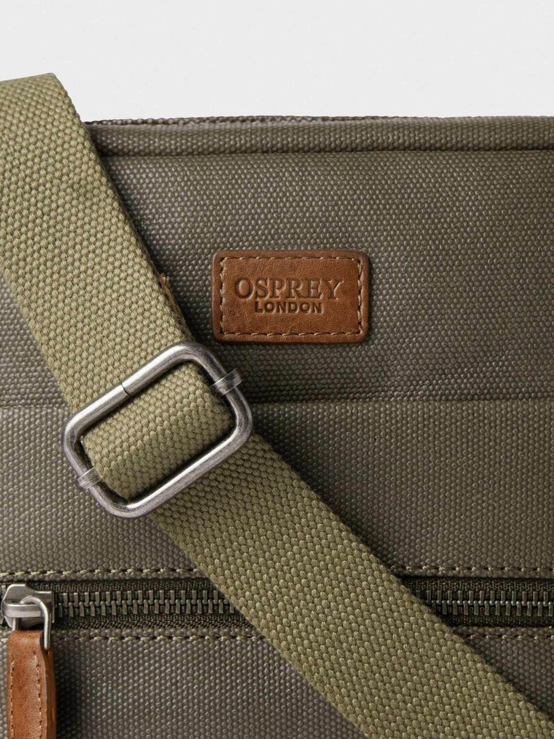 Groen - Osprey London - Canvas en leren gewaxte The Small Grantham Messenger-tas