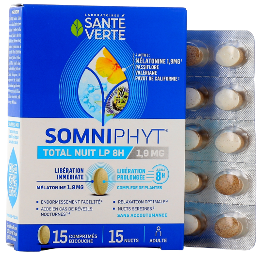 Somniphyt Total Nuit LP mélatonine 1,9mg - Endormissement plus rapide