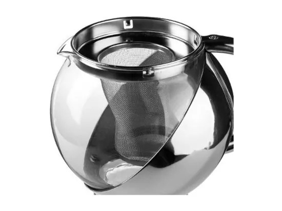 Theiere avec filtre en verre et inox - 1,10L - Transparent/Argent