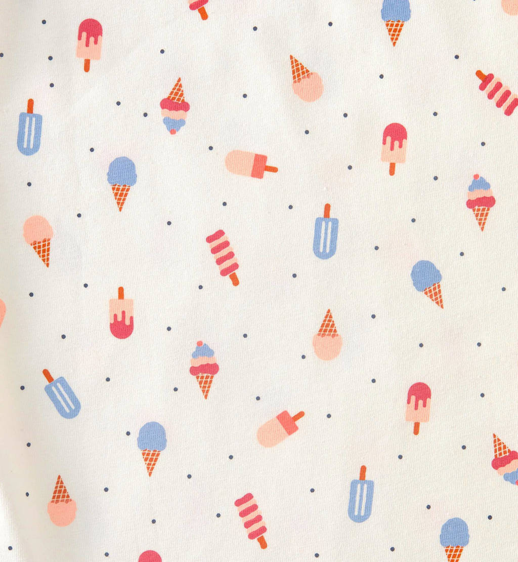 Little Label shortama met all over print van katoen ecru/blauw/rood