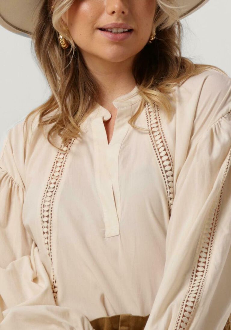 SUMMUM witte summum blouse top lace accent tencel/cotton