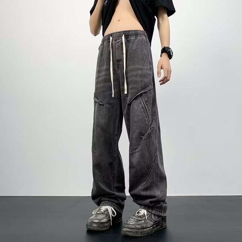 Cowpow - Gewassen losse jeans met trekkoord in de taille