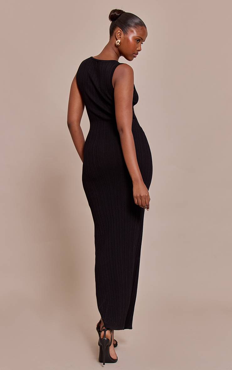 Noir Robe Maxi Sans Manches En Maille Fine