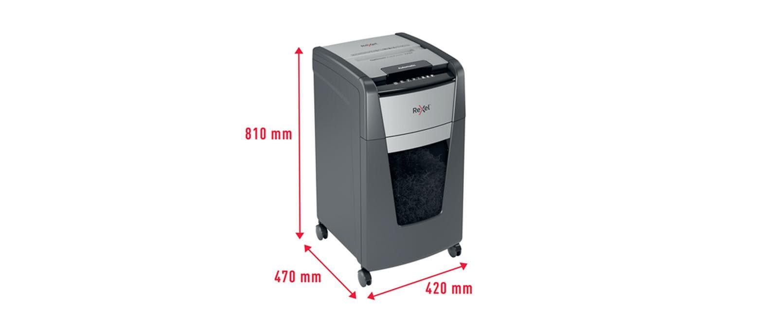Aktenvernichter Rexel Optimum AutoFeed+ 225M, P-5<br>Automatischer Schredder (auto) für sichere Vernichtung vertraulicher Unterlagen (bis zu 225 Blatt)