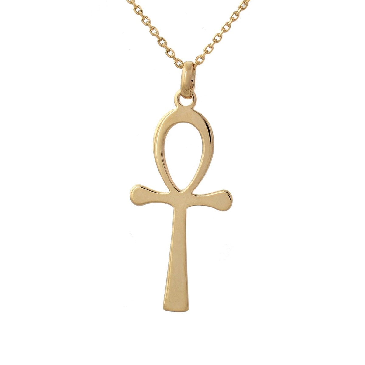 Collier croix égyptienne Ankh croix de vie Plaqué OR 750 3 microns