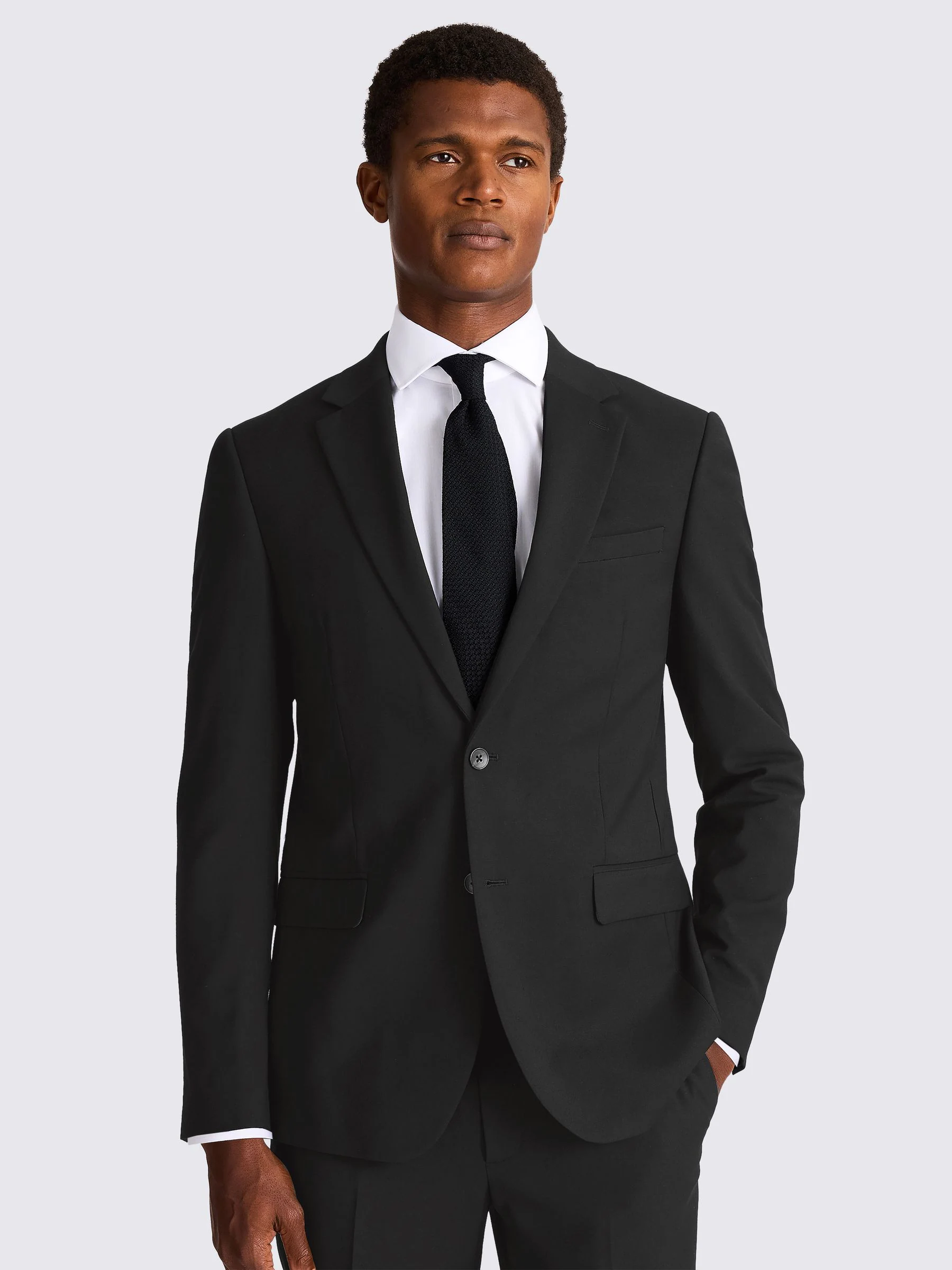 Zwart - MOSS Slim-fit stretchcolbert
