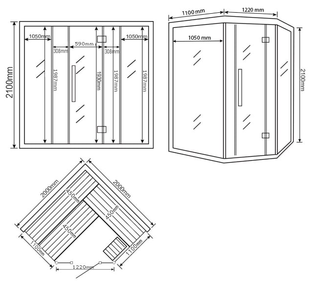 HOME DELUXE Traditionelle Sauna SKYLINE BIG - XL mit Kunststeinwand