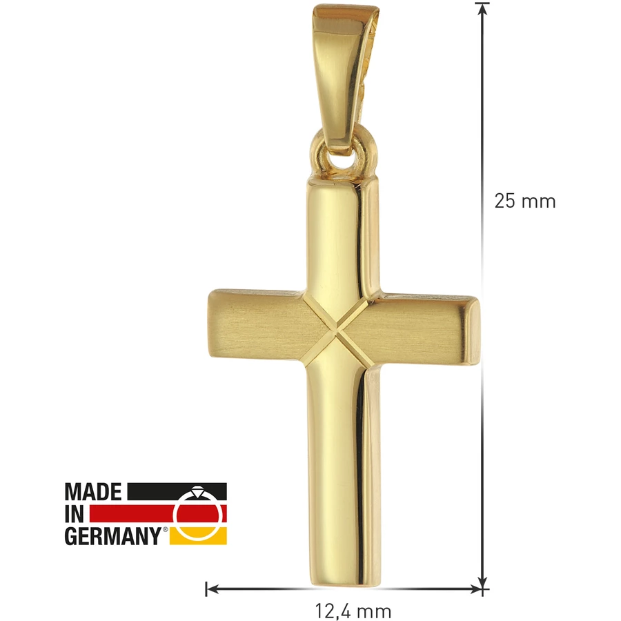 trendor Kreuz-Anhänger für Kinder Gold 333 mit goldplattierte Halskette gold
