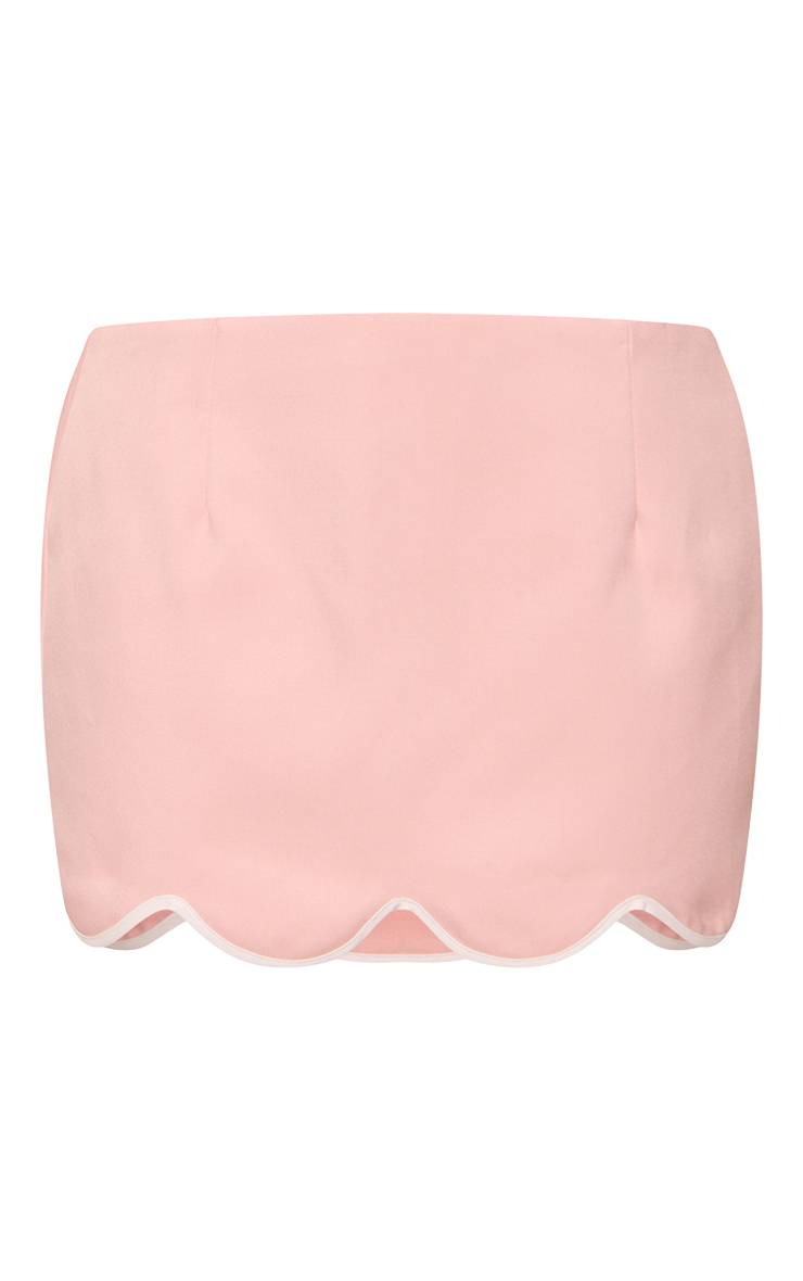Rose Bébé Ensemble Jupe Mini À Ourlet Festonné