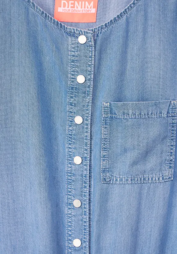 Loose Fit Jumpsuit in Lyocel - soft indigo bleach