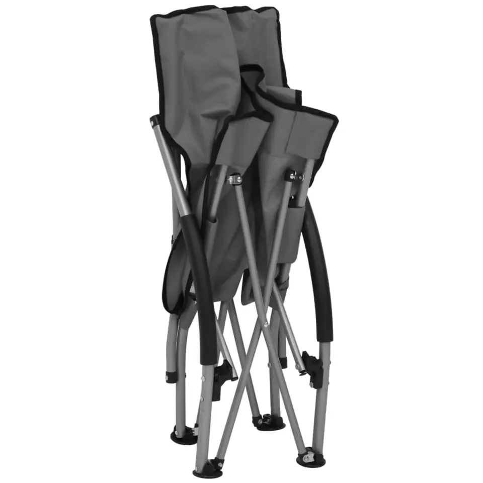 vidaXL - Campingstoel - Grijs - Stof - 2 stuks