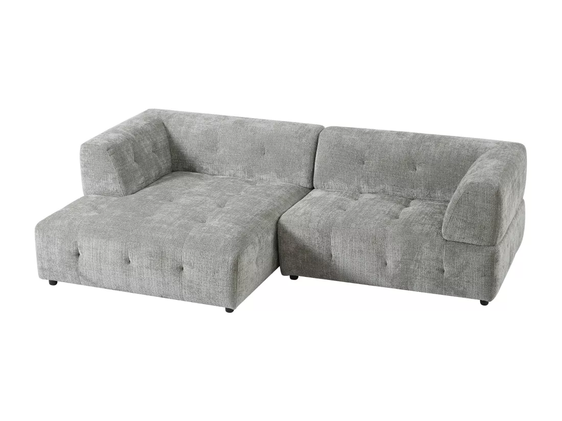 Canapé d'angle gauche en tissu texturé gris NOSAVO