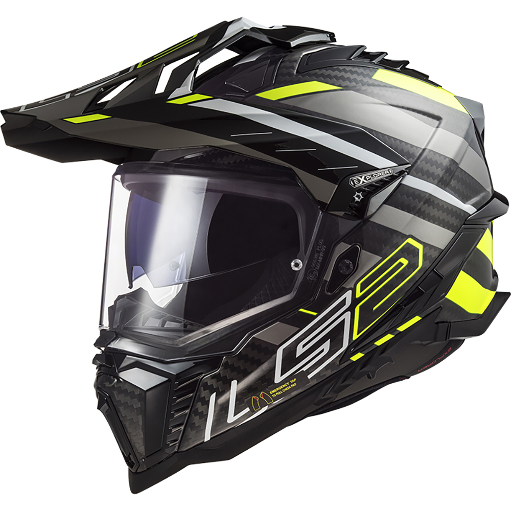 LS2 - Casque MX701 Explorer Carbon Edge Noir / Titanium / Jaune fluo