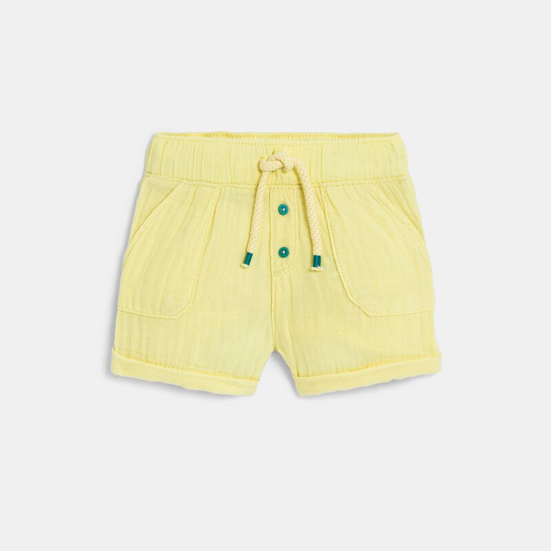 Short coton léger gaufré jaune bébé garçon Jaune
