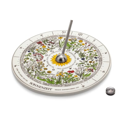 Sonnenuhr mit Blumenuhr Porzellan