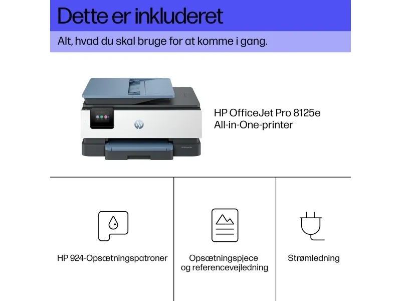 HP Officejet Pro 8125e All-in-One - Multifunktionsprinter - farve - blækprinter - Legal (216 x 356 mm) (original) - A4/Legal (medie) - op til 12 spm (kopiering) - op til 20 spm (udskriver) - 225 ark - USB 2.0, Wi-Fi(ac), LAN - mørk surf blå