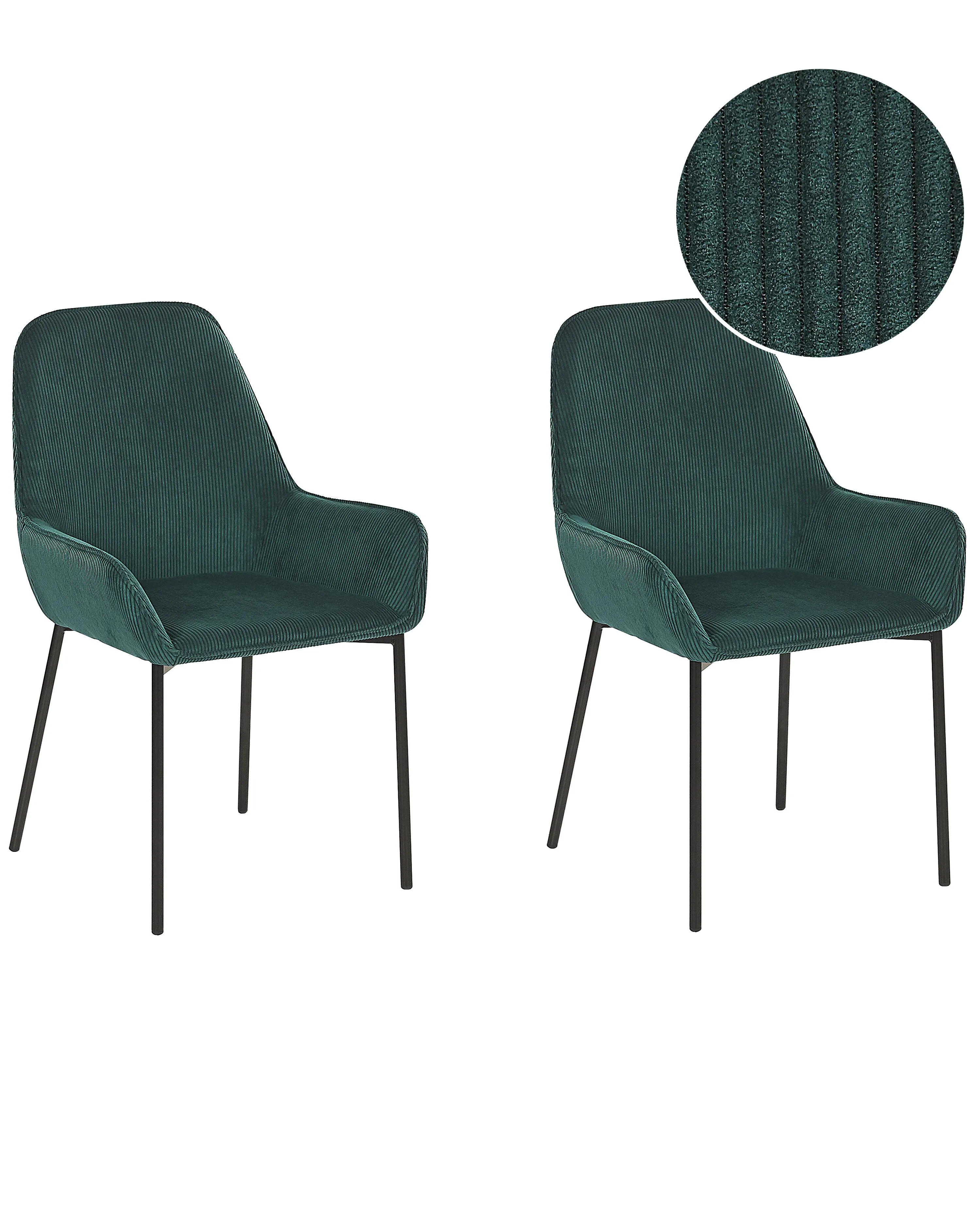 Set van 2 eetkamerstoelen LOVERNA Corduroy Donkergroen