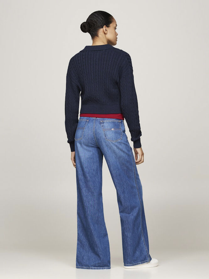 Tommy Hilfiger TJW CABLE RUGBY SWEATER Dark night navy melange
