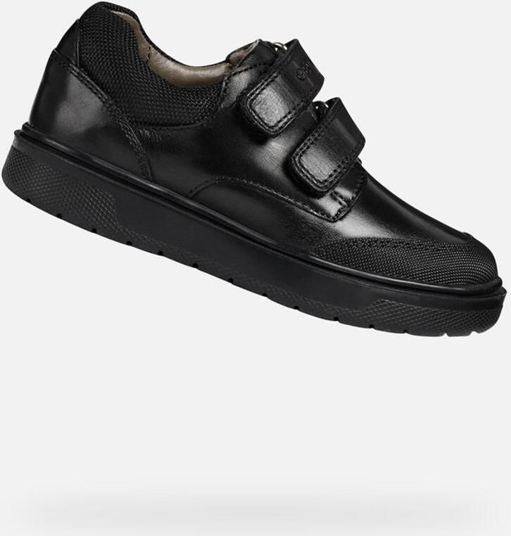 GEOX J Riddock Touch Fastening Leather Shoe (Black)