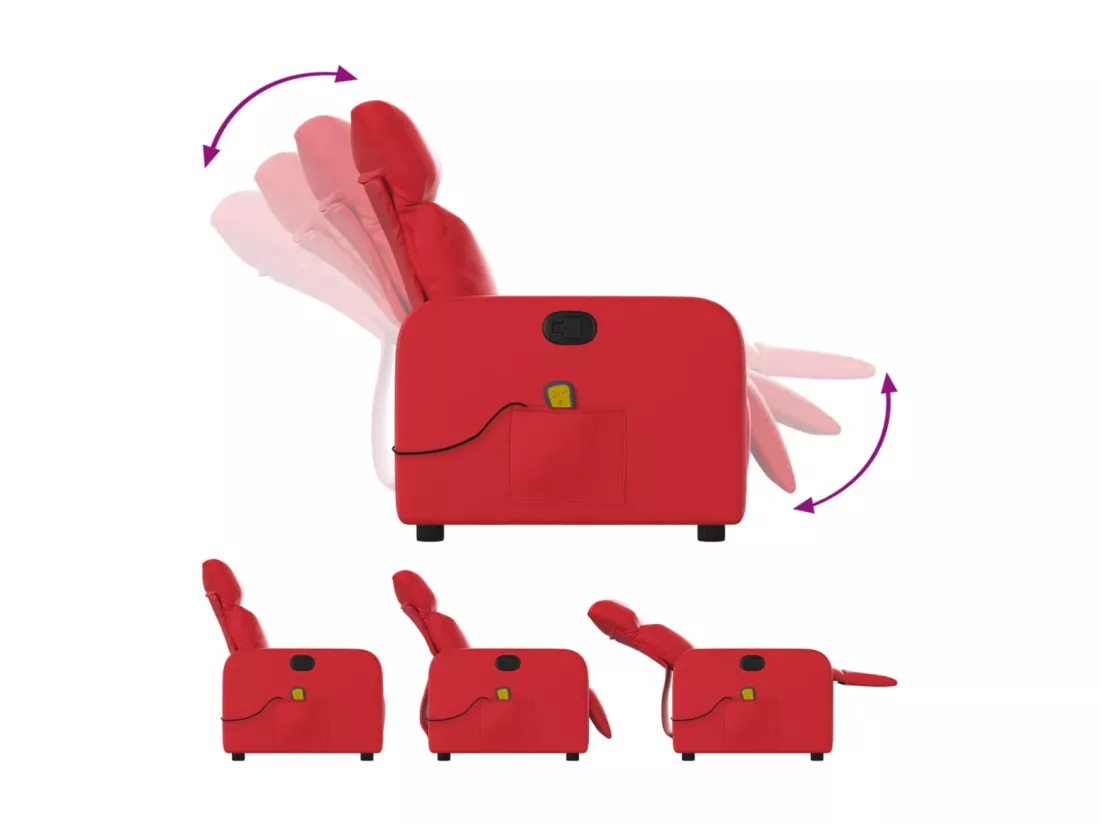 Fauteuil massant inclinable rouge similicuir