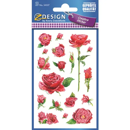 Avery Zweckform Z-Design Deko Sticker, Rosen, 3 Bogen/54 Sticker