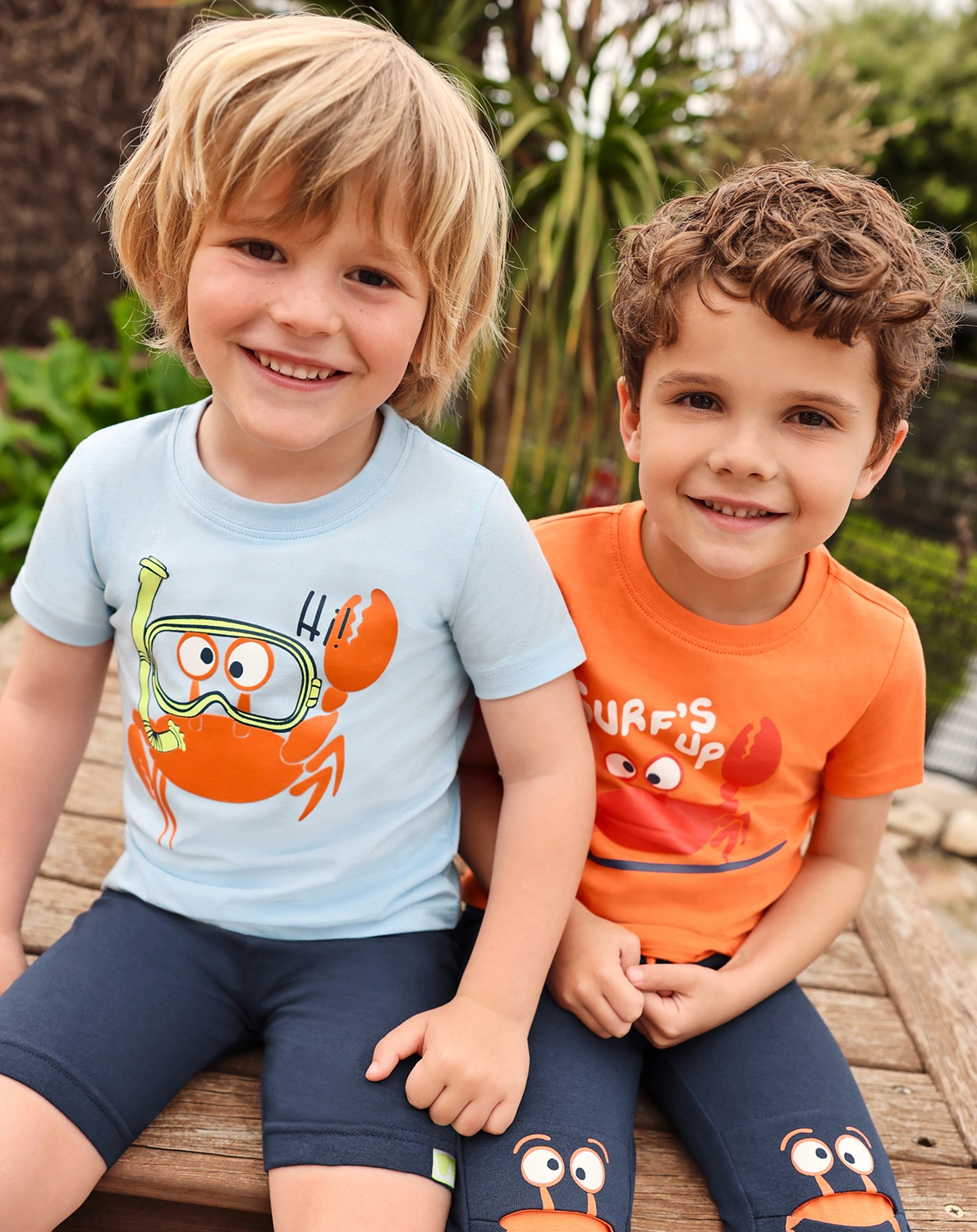 T-Shirt SNORKELING CRAB mit Bermudashorts in hellblau/blau