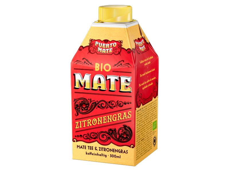 Puerto Mate Bio – Mate & Zitronengras 8 x 0.5 l Koffeinhaltiges Erfrischungsgetränk aus Mate-Tee