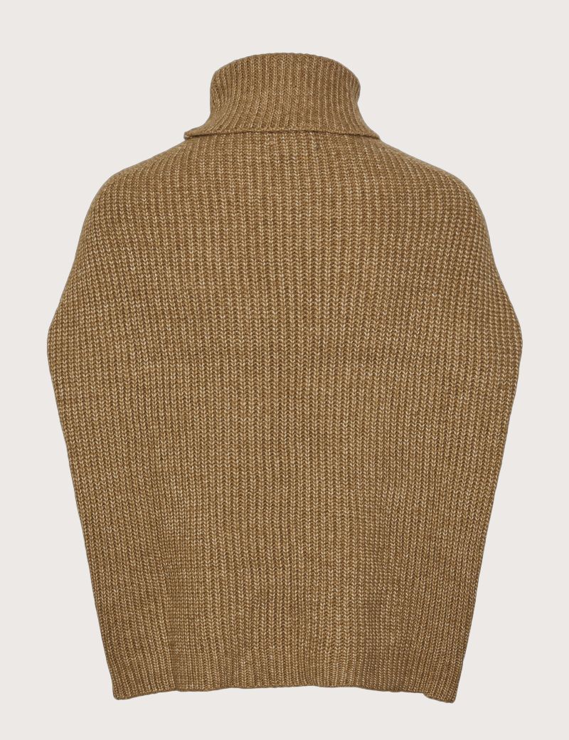 PIECES PONCHO COL ROULÉ MANCHES 3/4 JIN MARRON