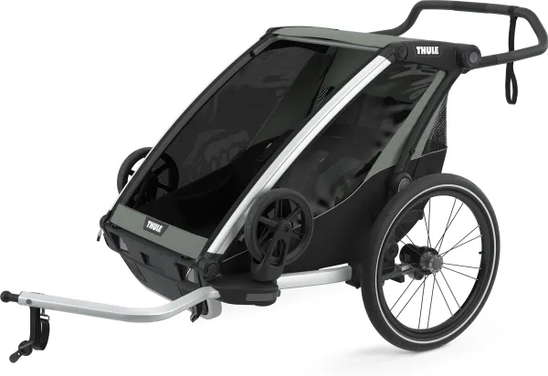 Thule Chariot Lite 2-i-1 multifunktionel cykelanhænger til to børn | Agave