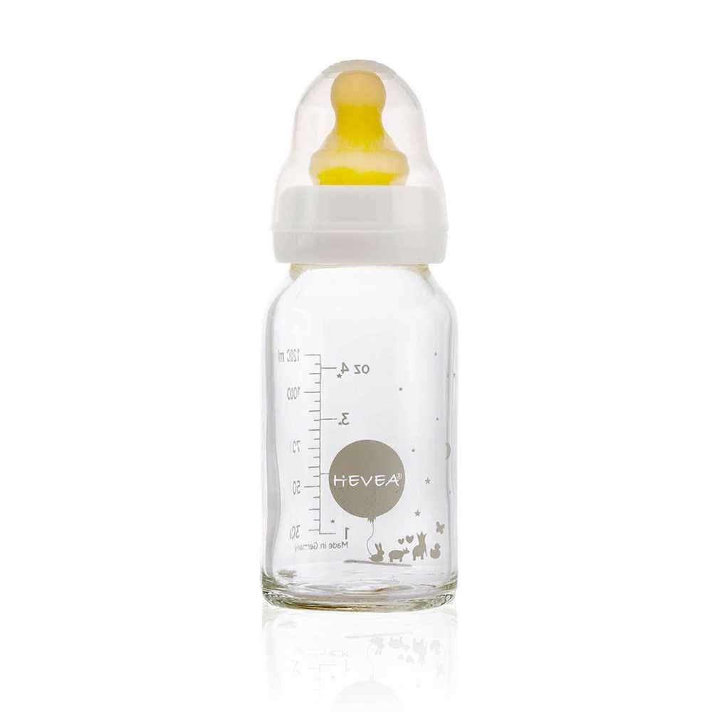Biberon blanc en verre 120 ml Hevea