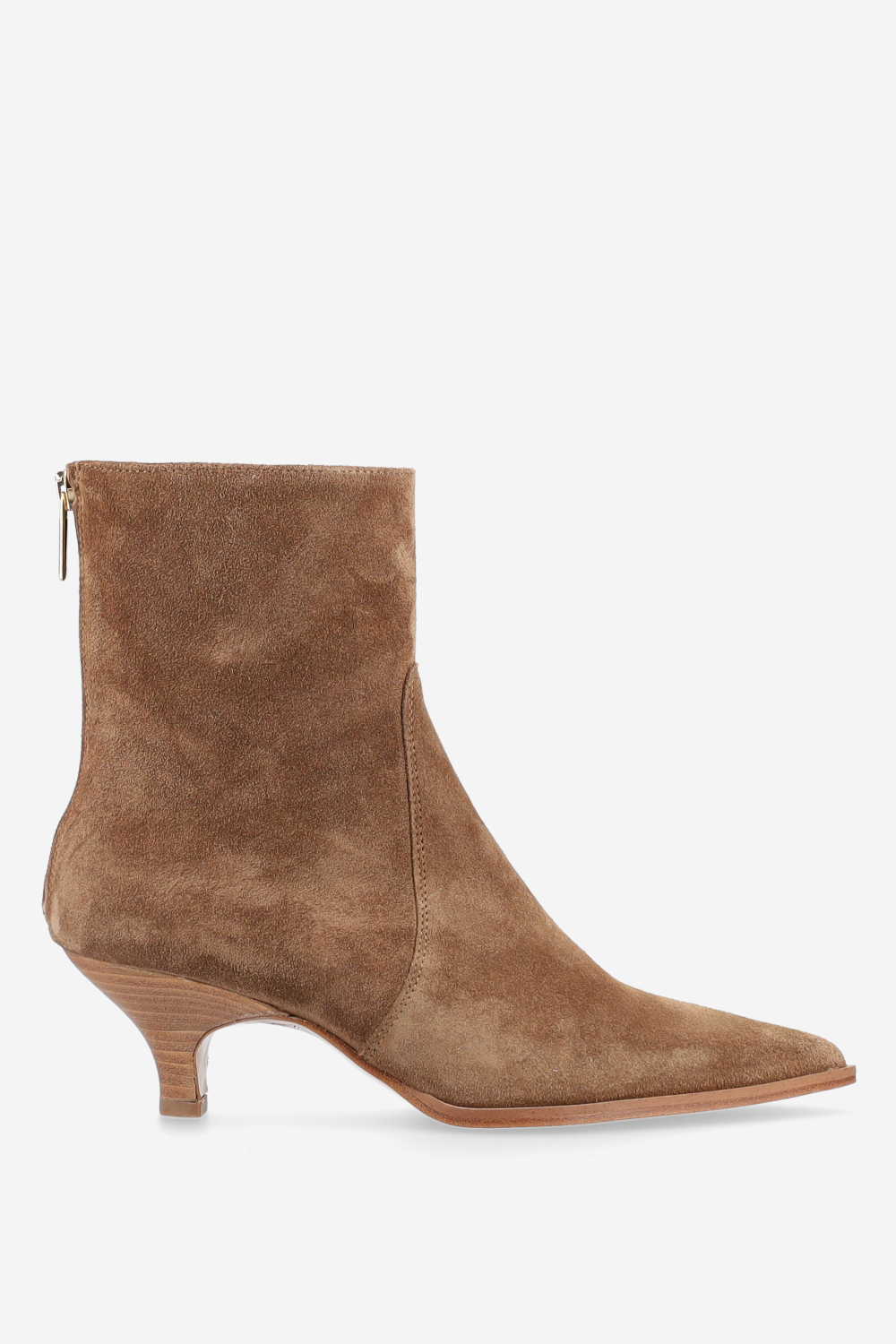 Pointed-toe suede zipper boots