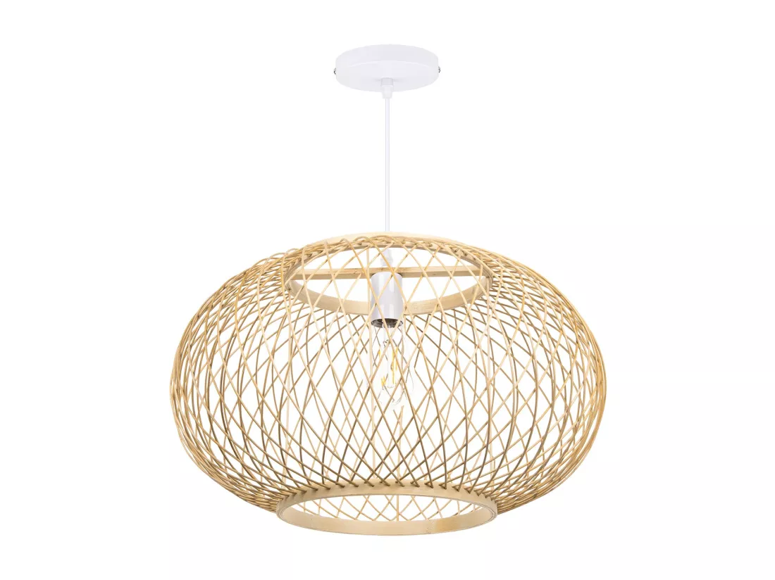 Lustre rotin suspension rotin naturel d40 cm x h28 cm - sphérique