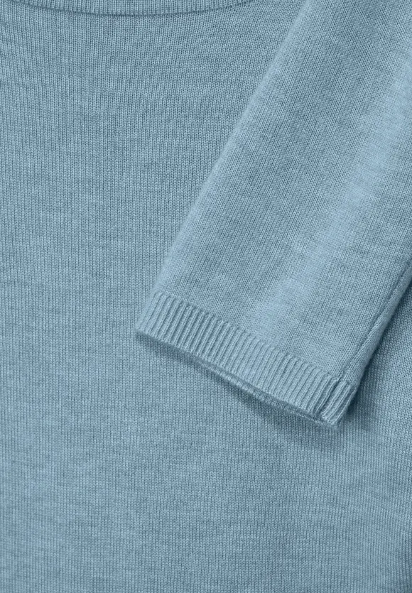 U-Boot Ausschnitt Pullover - hazy blue melange