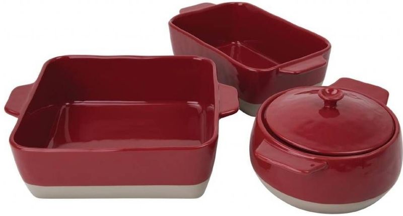 Olympia braadslede van keramiek rood en taupe 4.2L