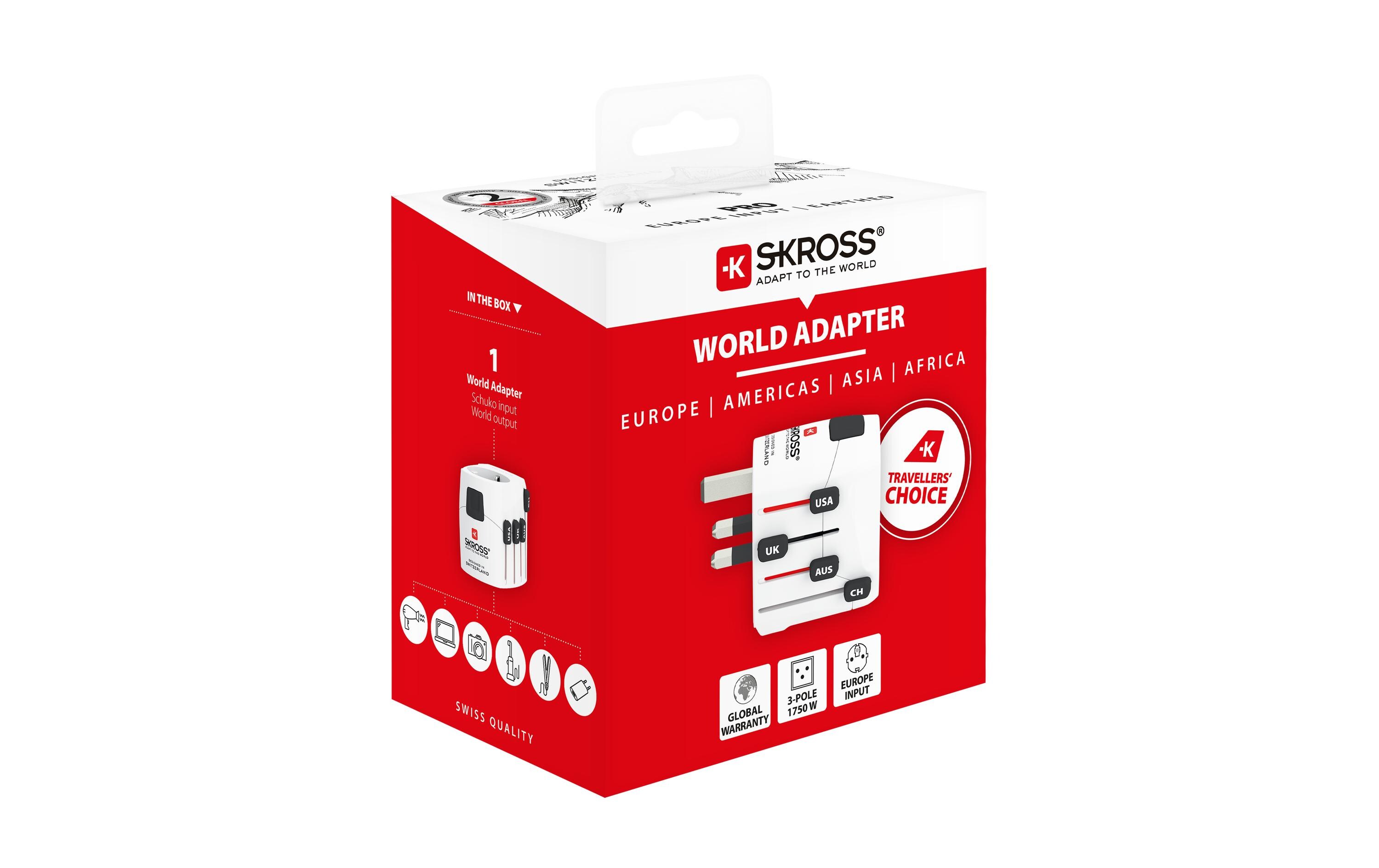 Weltreiseadapter PROKompakter 3-poliger Weltreiseadapter